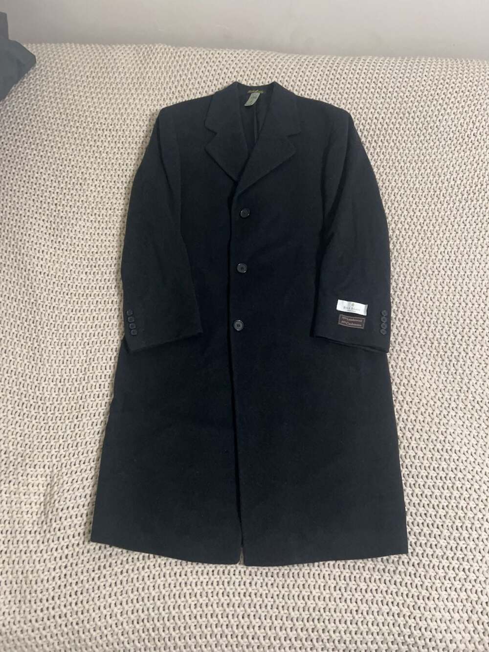 NWT Bill Blass Wool Cashmere Overcoat Made in Italy Black 38S